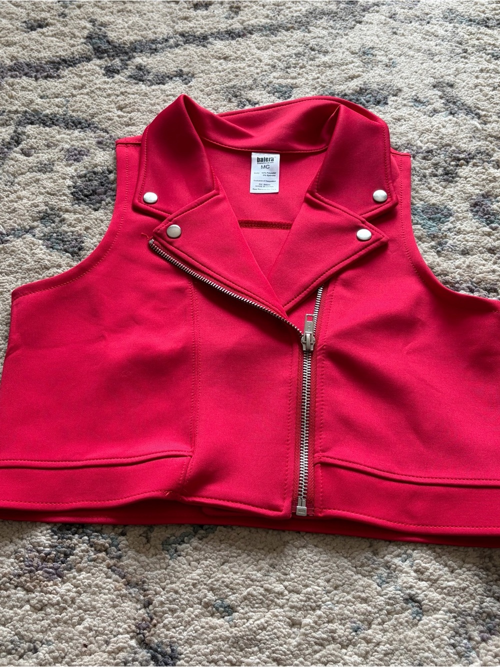 3/$50 Weissman Red Moto Vest, Faux Leather Sports Bra & Leggings Dance Costume - Picture 4 of 10